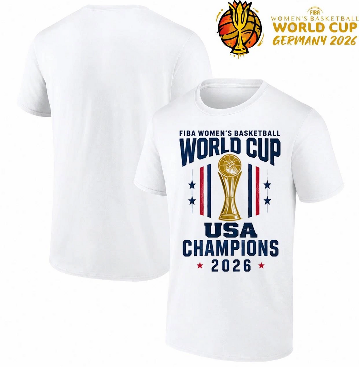 USA Champions 2026 Trophy Design FIBA Womens Basketball World Cup T-Shirt
