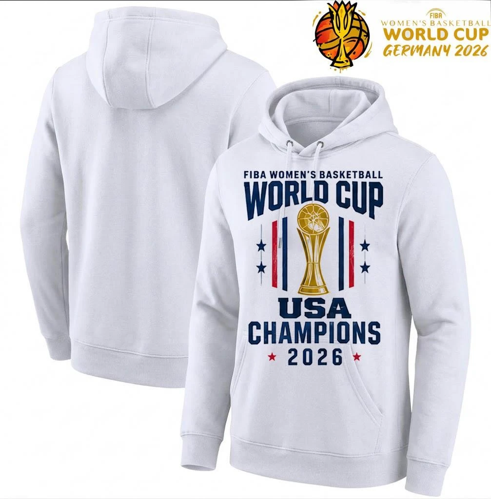 USA Champions 2026 Trophy Design FIBA Womens Basketball World Cup Hoodie