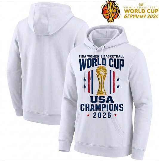 USA Champions 2026 Trophy Design FIBA Womens Basketball World Cup Hoodie