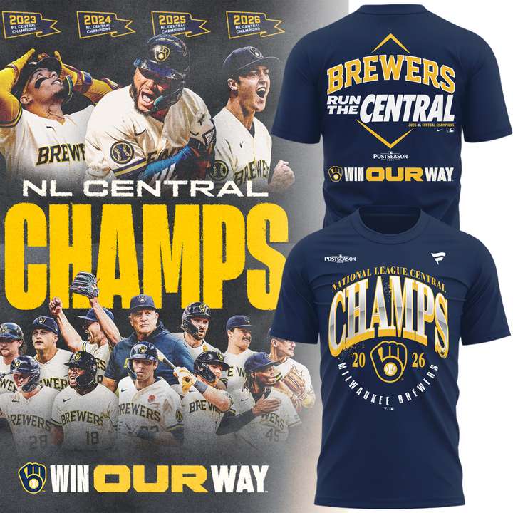 Milwaukee Brewers Fanatics Navy 2026 NL Central Division Champions T-Shirt
