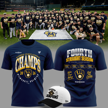 Milwaukee Brewers Fanatics 2026 NL Central Division Champions Locker Room T-Shirt