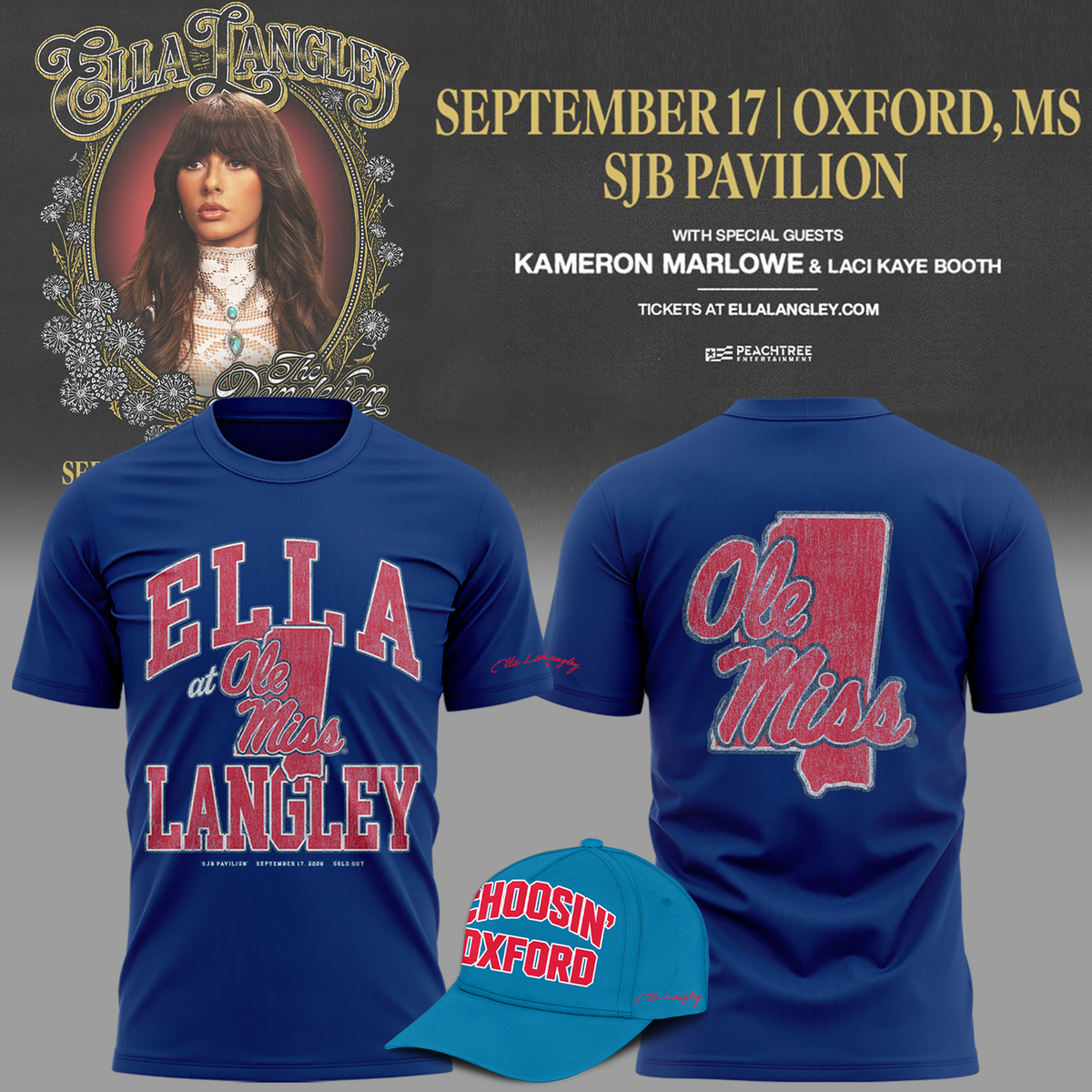 Ole Miss Rebels x Ella Langley-The Dandelion Tour 2026 T-shirt