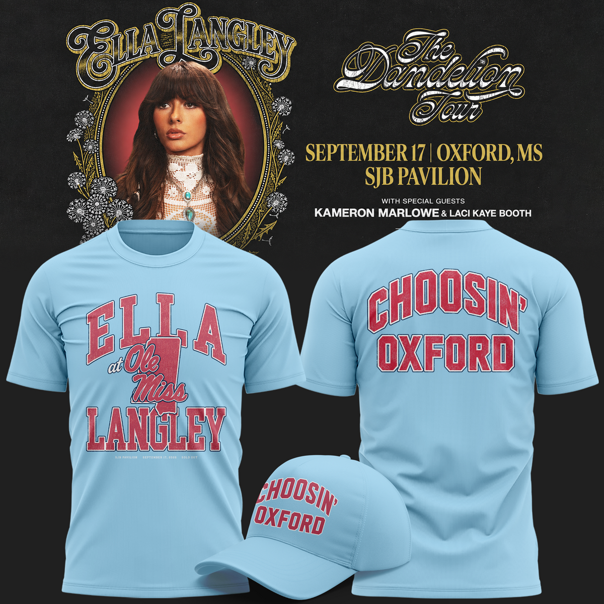 Ole Miss Rebels x Ella Langley-The Dandelion Tour 2026 T-shirt