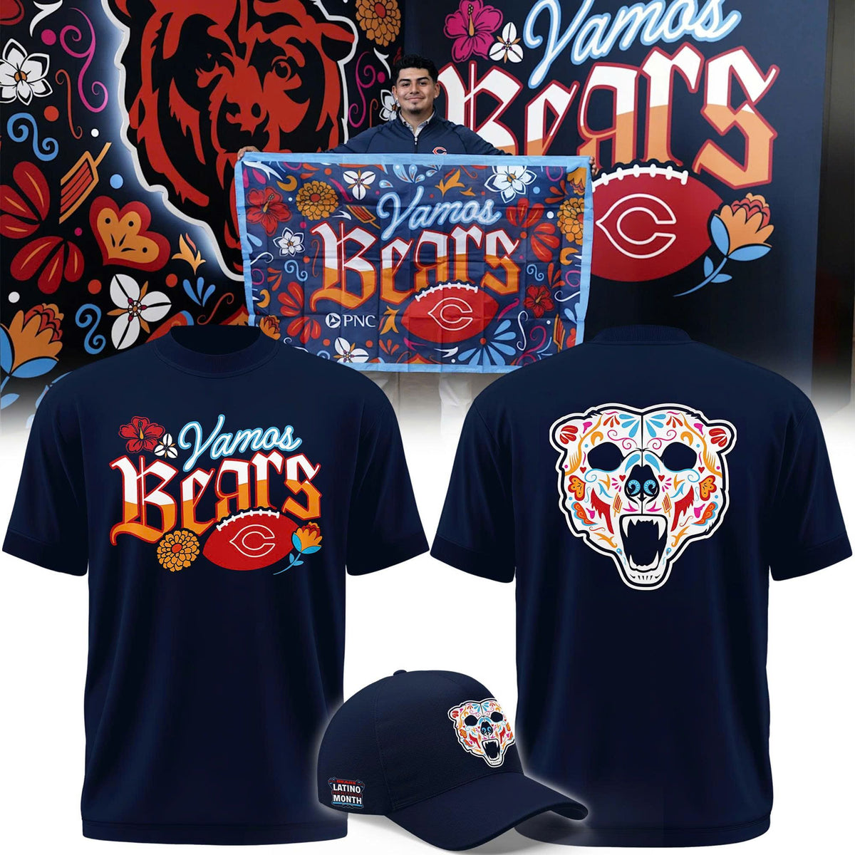 Chicago Bears 2026 Latino Heritage Month "Vamos Bears" T-Shirt