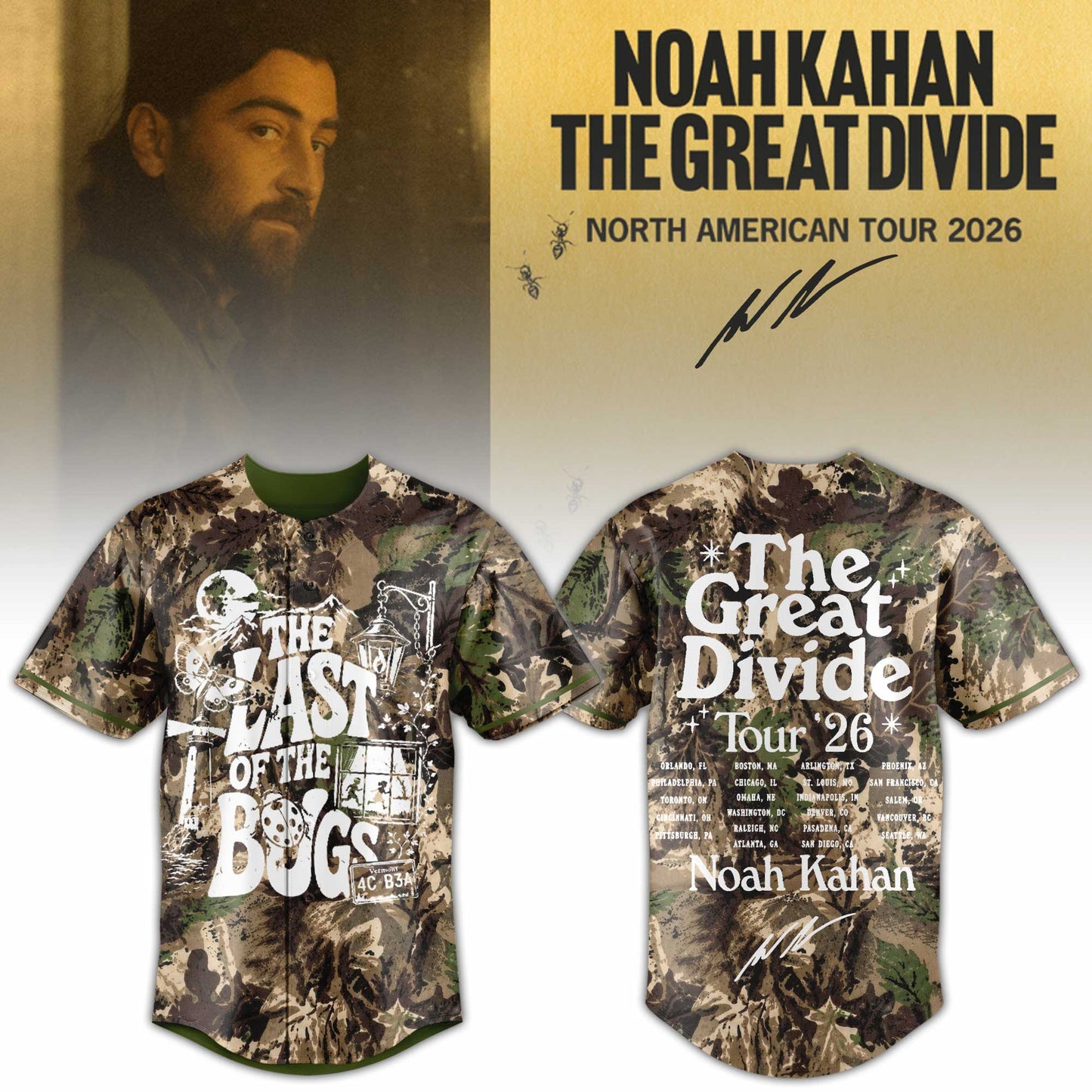 The Great Divide Tour Noah Kahan Limited Edition Baseball Jersey V2