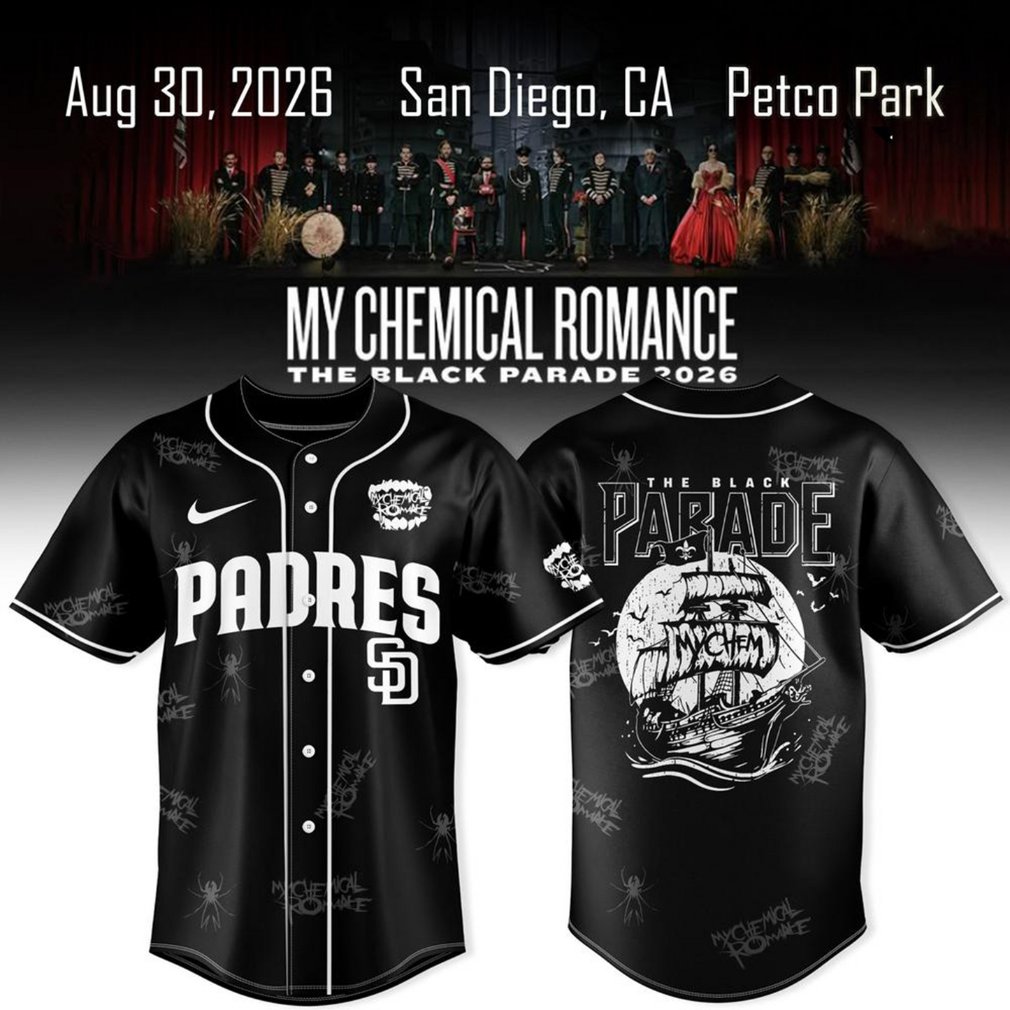 San Diego Padres x My Chemical Romance The Black Parade Tour Jersey