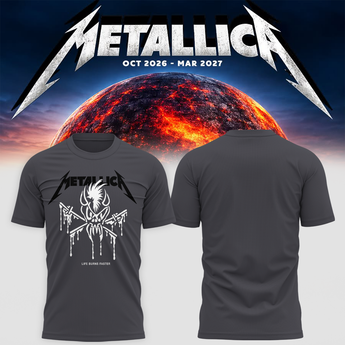 Life Burns Faster 2026 Tour Live At Sphere Las Vegas Merch St. Anger Thunder T-Shirt
