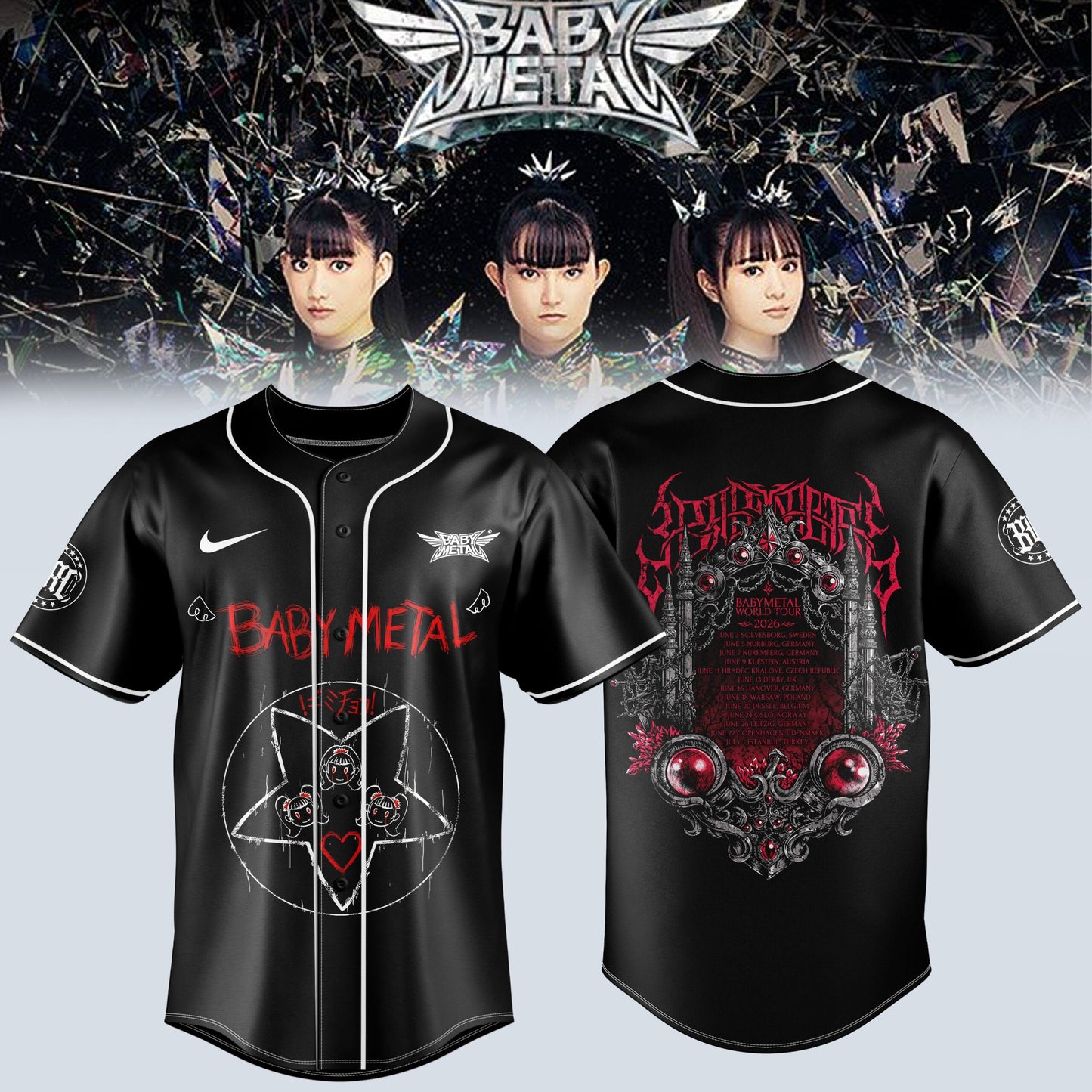 BbyMtl World Tour 2026 3D All-Over Print Baseball Jersey V1