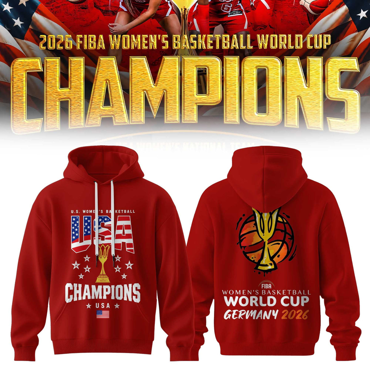 Limited Edition USA Women’s Basketball 2026 FIBA World Cup Champions Hoodie
