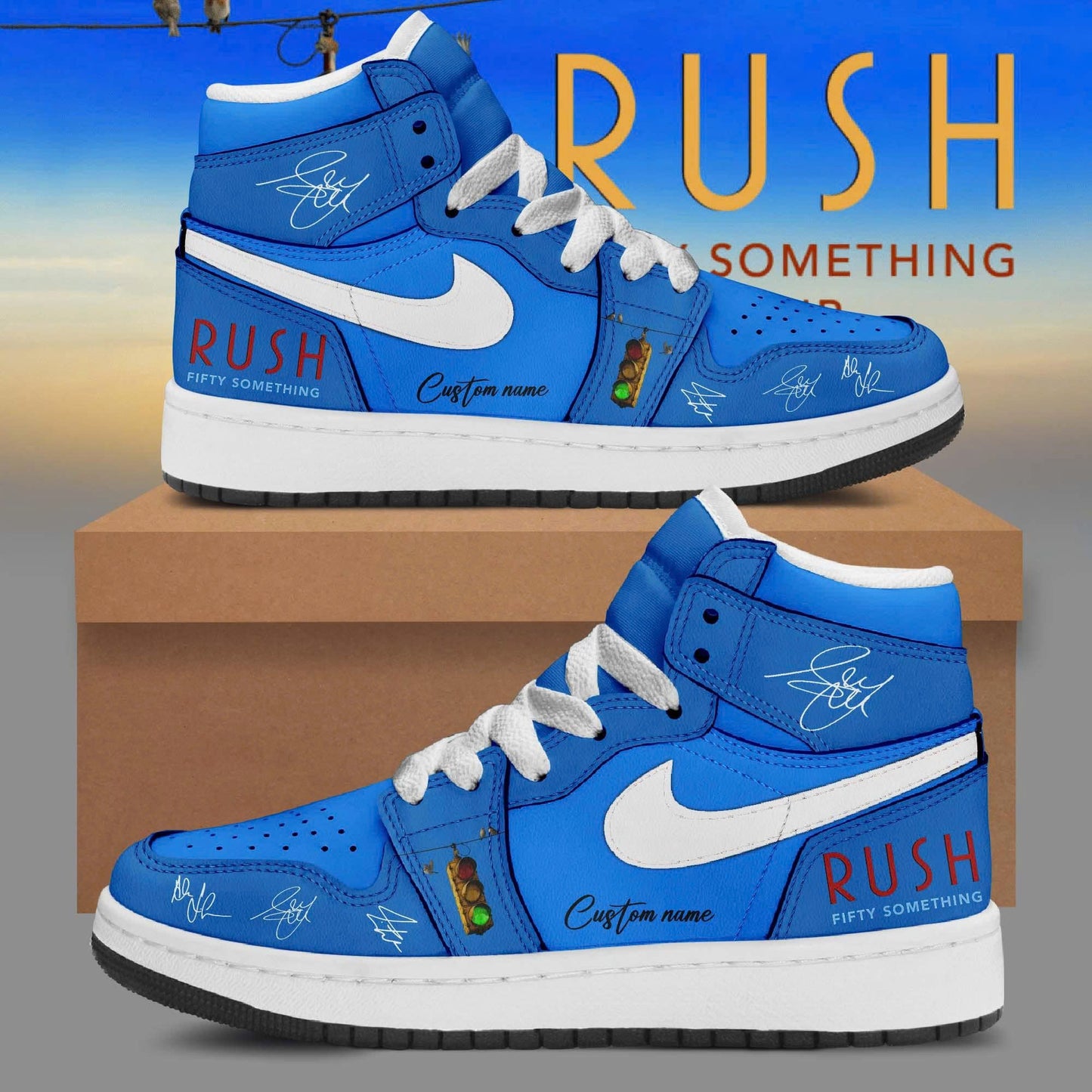 _Fifty Something Tour 2026 Personalized 3D High-Top Sneakers – Electric Blue Edition