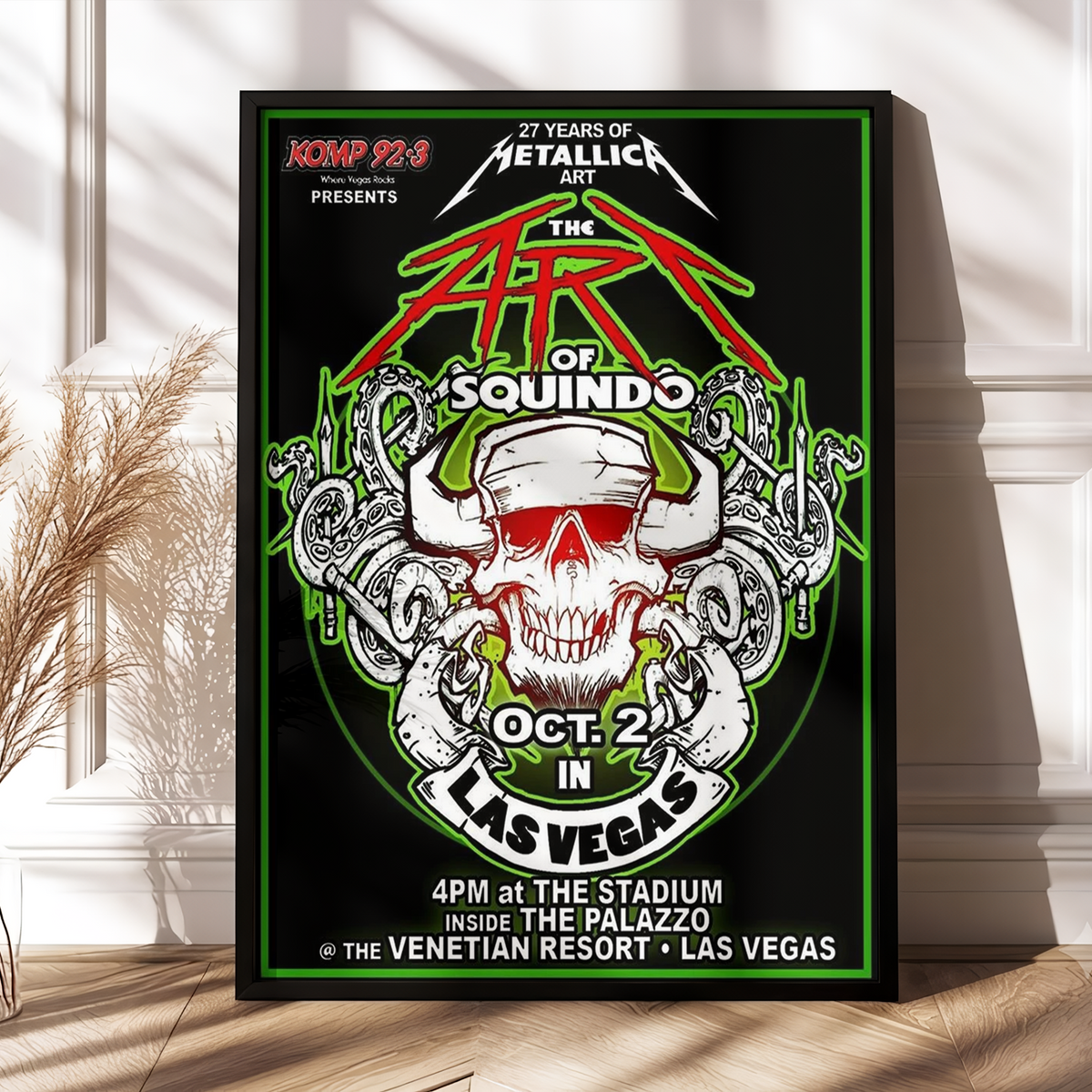 The Art of Squindo Poster For Las Vegas Nevada On October 2 2026 Celebrating 27 Years of Metallica Art Premium Poster Canvas