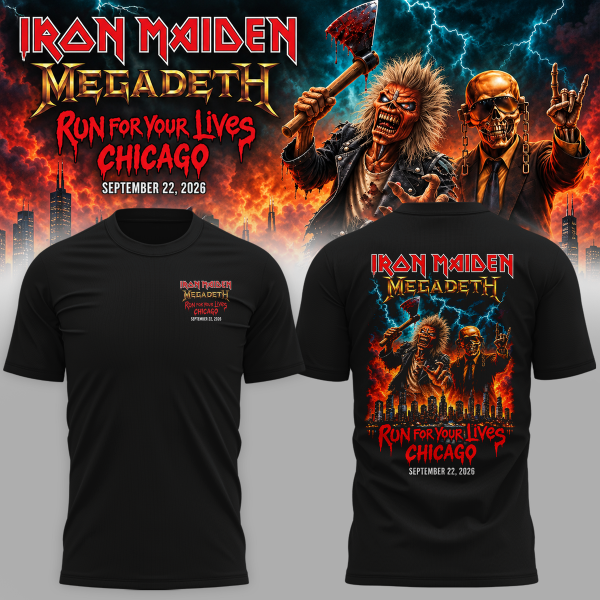 Run For Your Lives World Tour 2026 Chicago September 22 Tshirt
