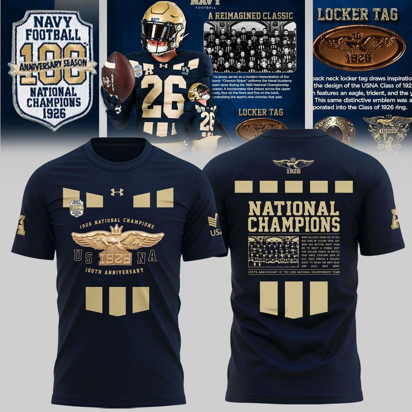 Limited Edition Navy Football 100th Anniversary National Champions T-shirt