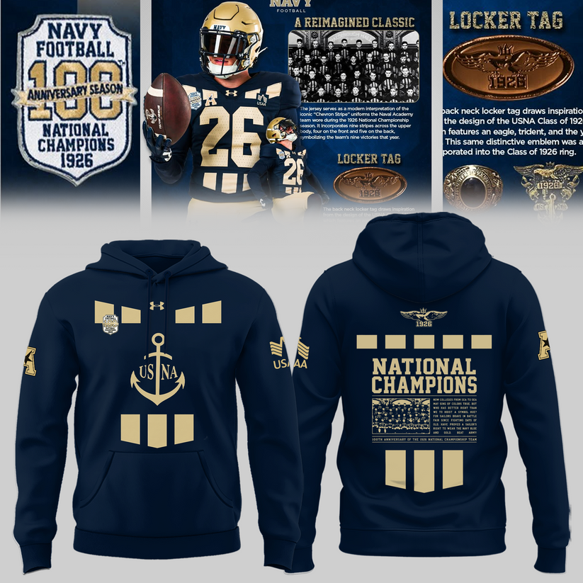 Limited Edition Navy Football 100th Anniversary National Champions Hoodie