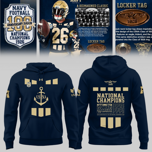 Limited Edition Navy Football 100th Anniversary National Champions Hoodie