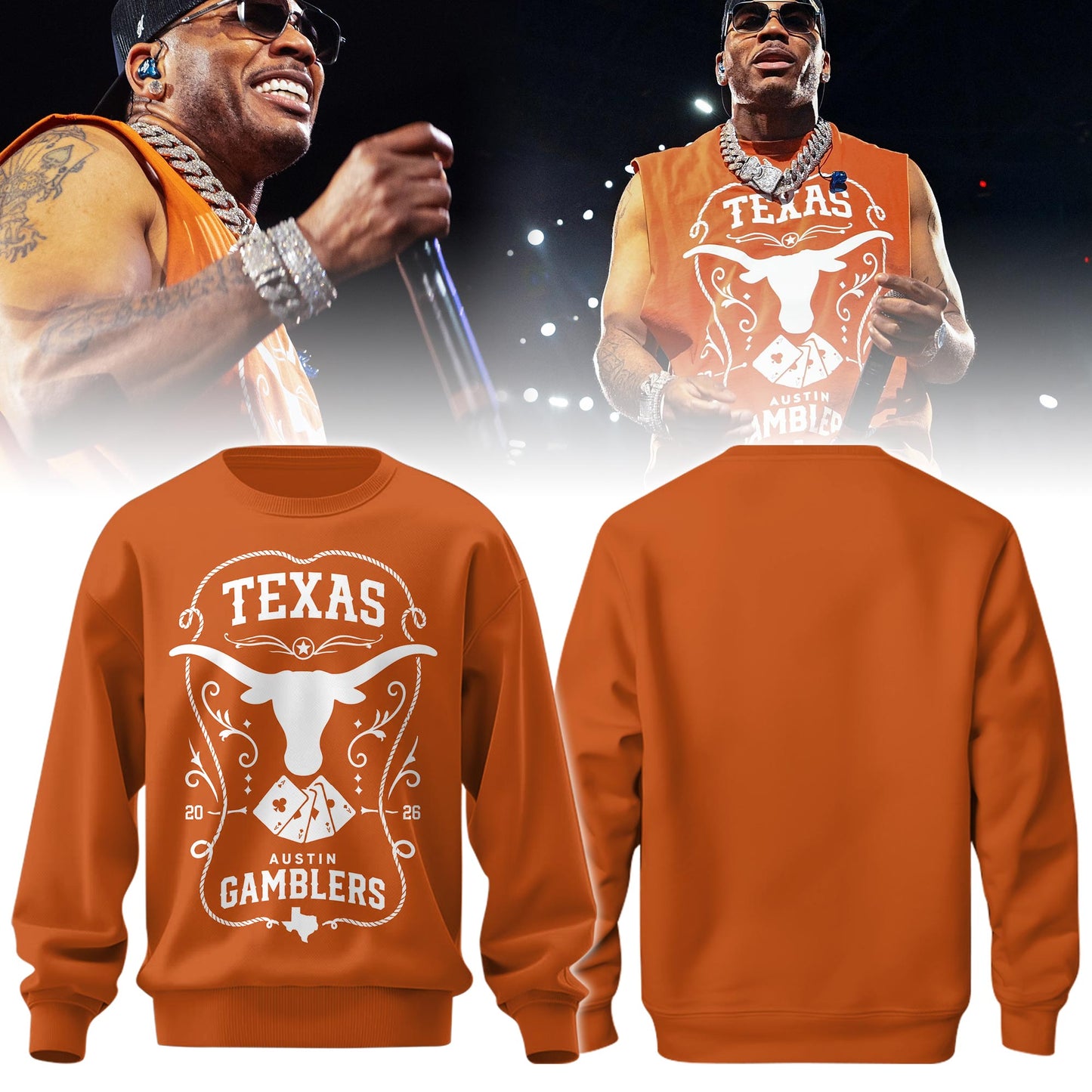Nelly × Longhorns × Austin Gamblers ’26 Sweatshirt