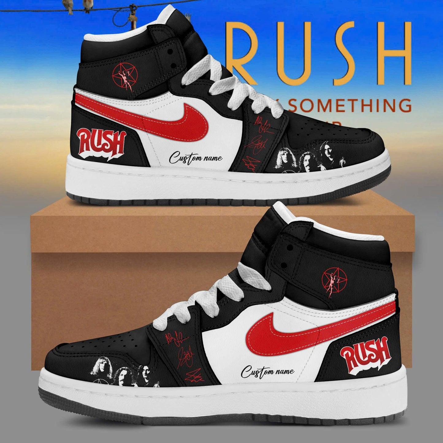 _Fifty Something Tour 2026 Personalized 3D High-Top Sneakers – Vintage Black & Red