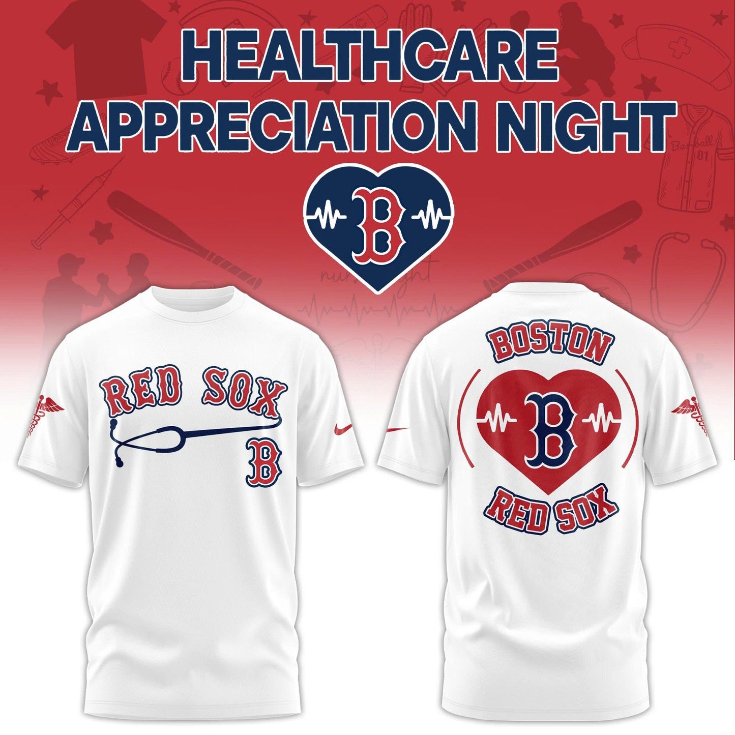Boston Red Sox Healthcare Appreciation Night Limited Edition Tshirt | Jogger | Cap