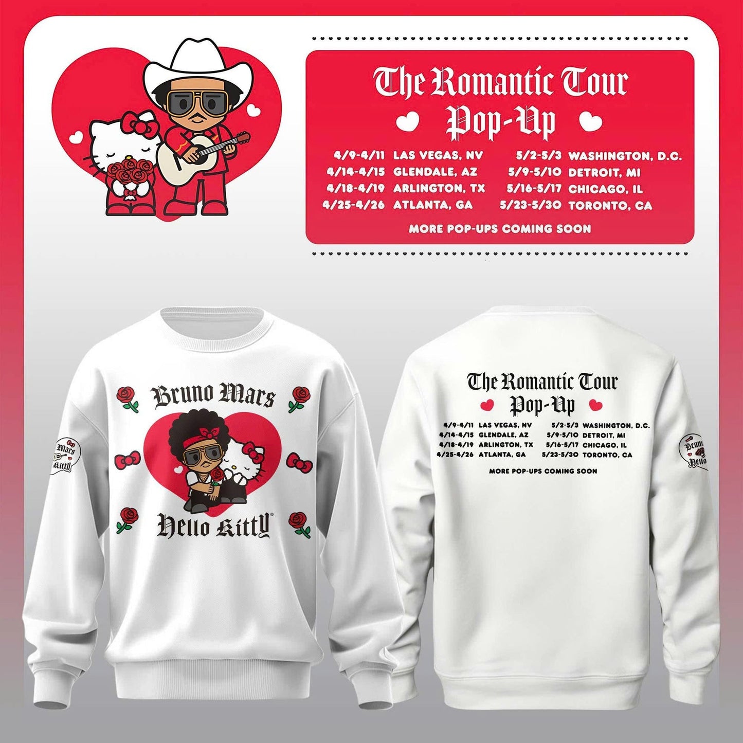 Bruno Mars x Hello Kitty "The Romantic Tour" Sweatshirt