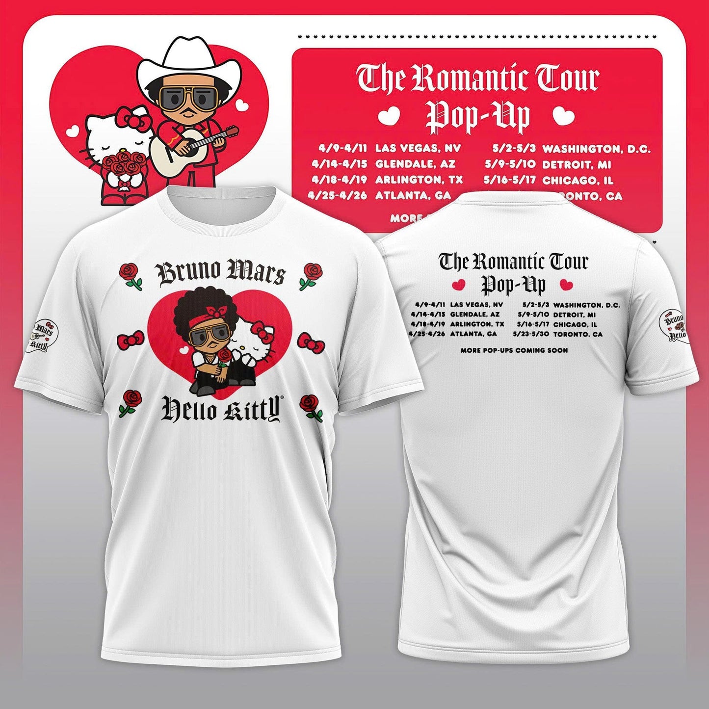 Bruno Mars x Hello Kitty "The Romantic Tour" T-shirt