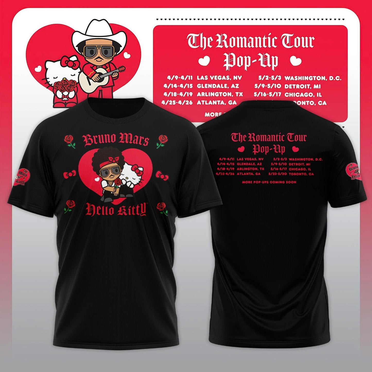 Bruno Mars x Hello Kitty "The Romantic Tour" T-shirt
