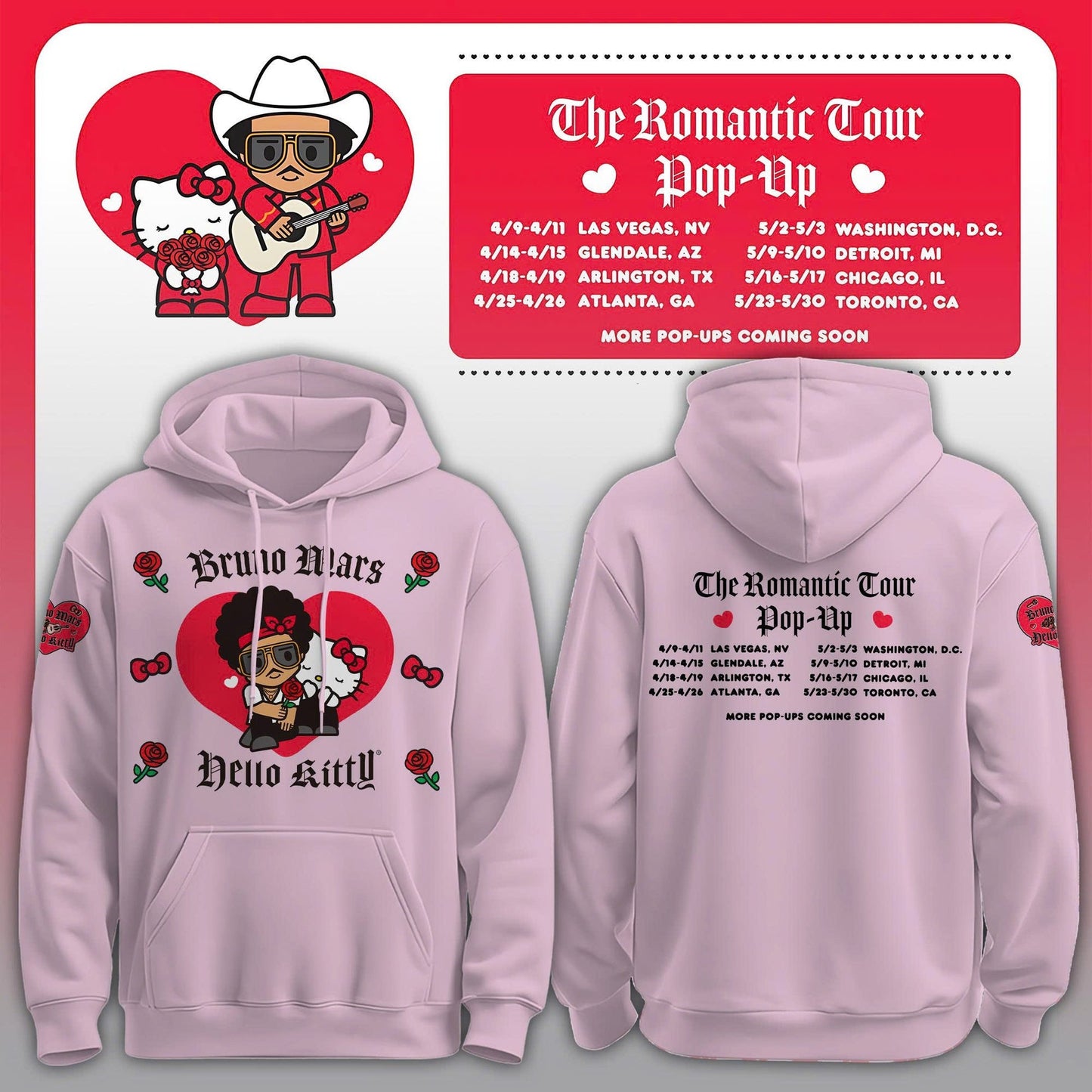Bruno Mars x Hello Kitty "The Romantic Tour" Hoodie