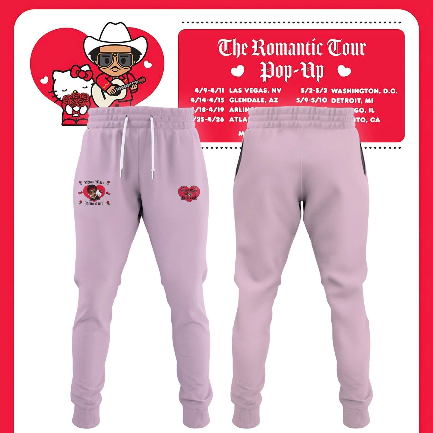 Bruno Mars x Hello Kitty "The Romantic Tour" T-shirt