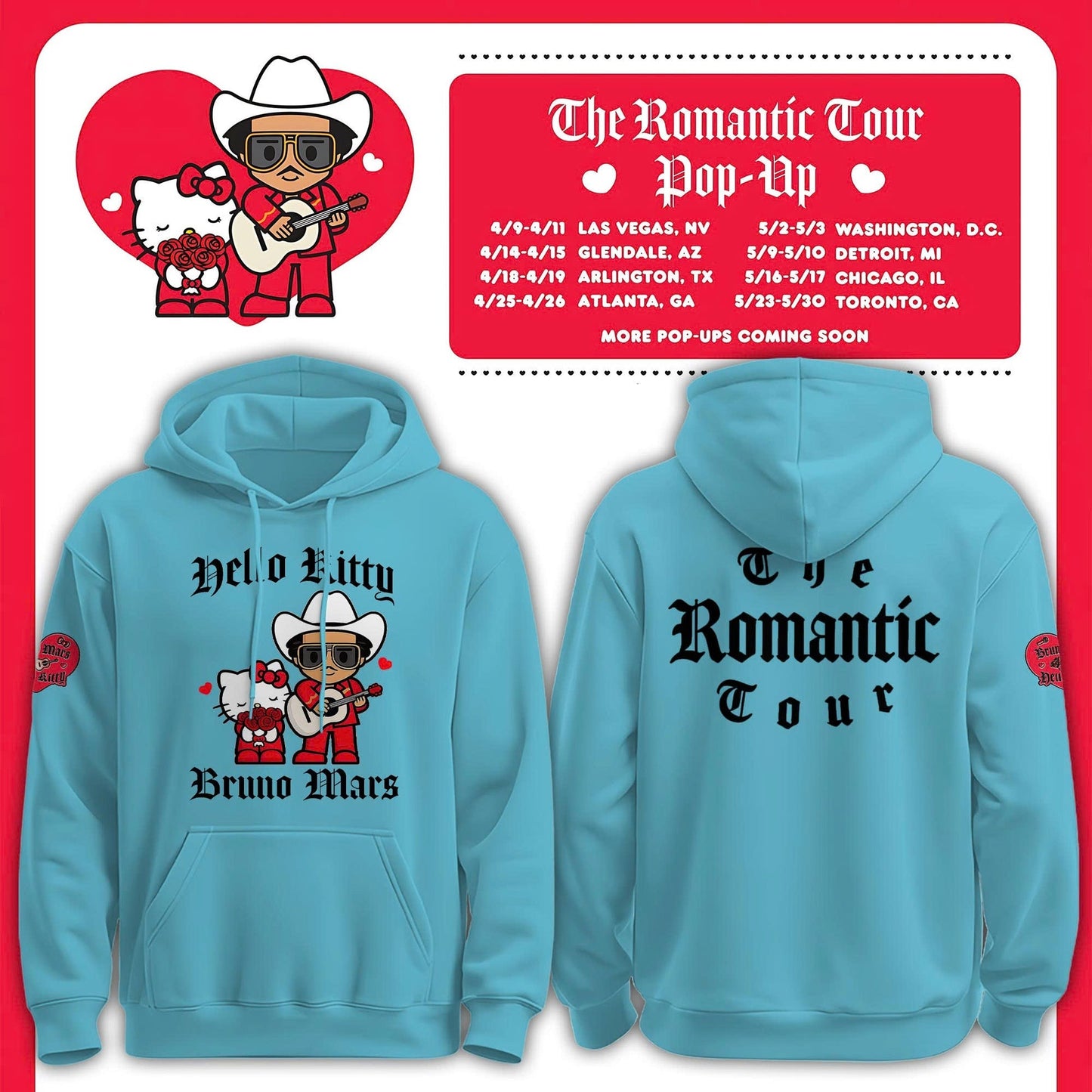 Bruno Mars x Hello Kitty "The Romantic Tour" Hoodie