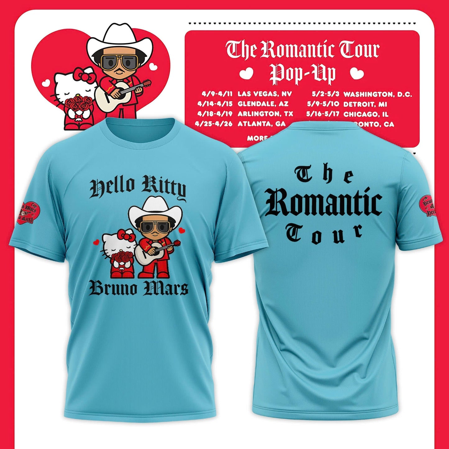 Bruno Mars x Hello Kitty "The Romantic Tour" T-shirt