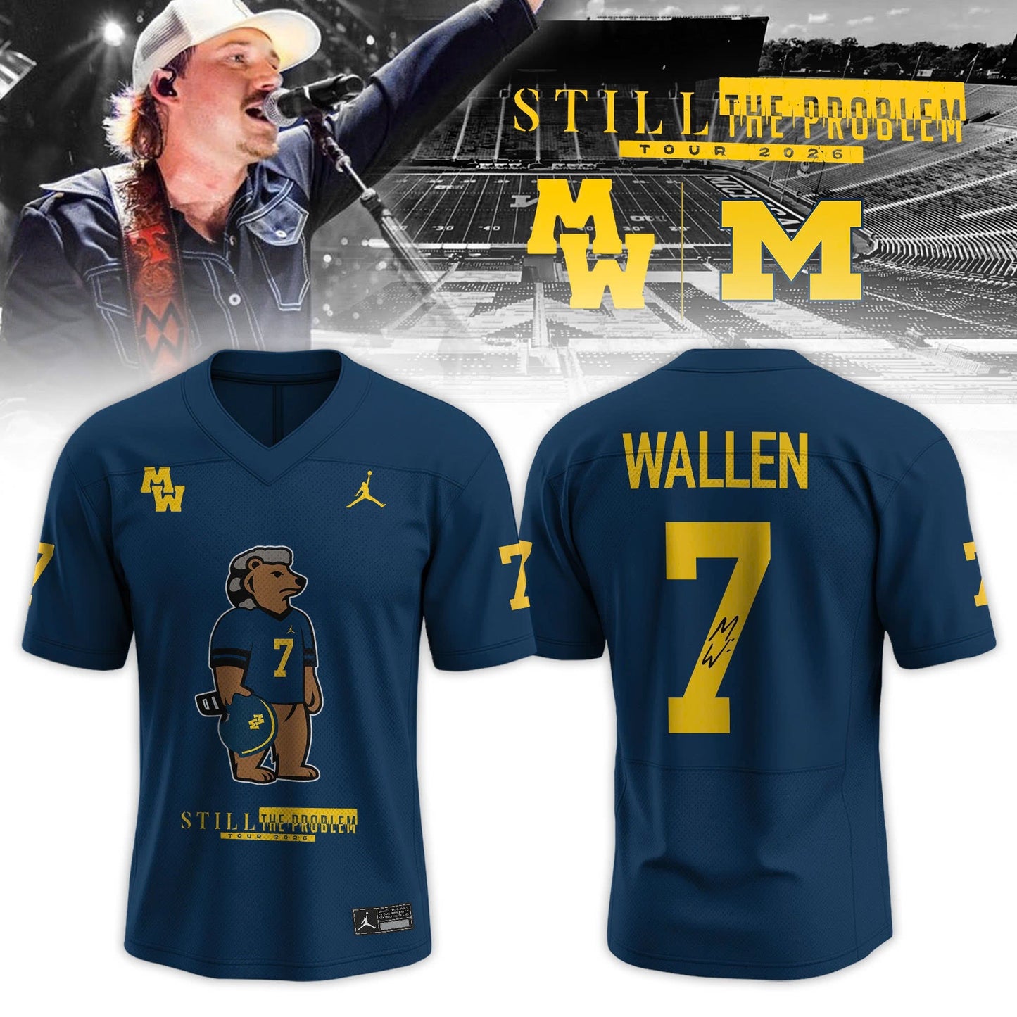 Michigan Wolverines X Morgan Wallen Still The Problem Tour 2026 Jersey