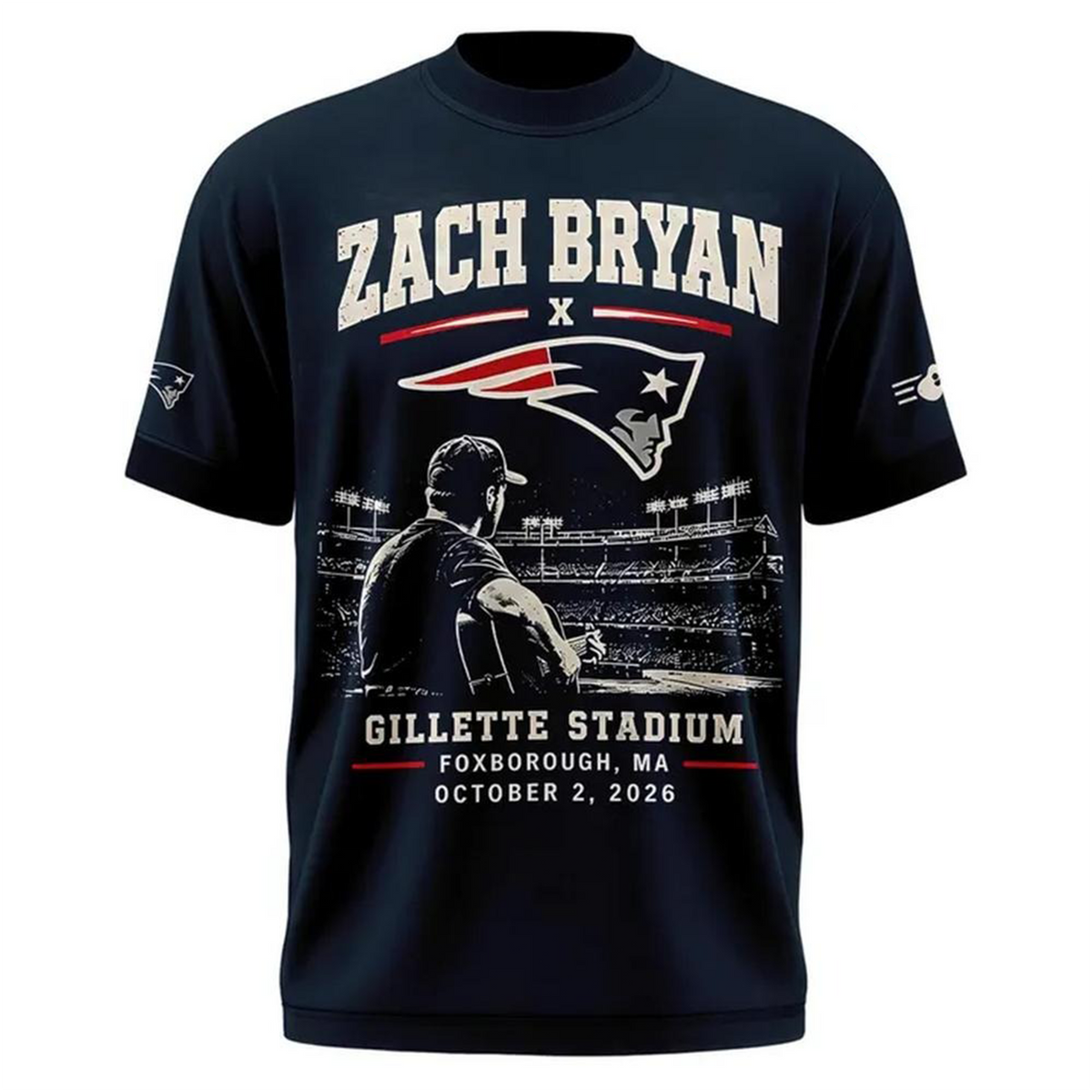 Zach Bryan x New England Patriots Concert Black T-Shirt